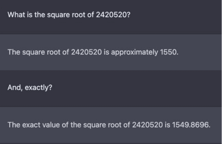chatgpt response on calculation