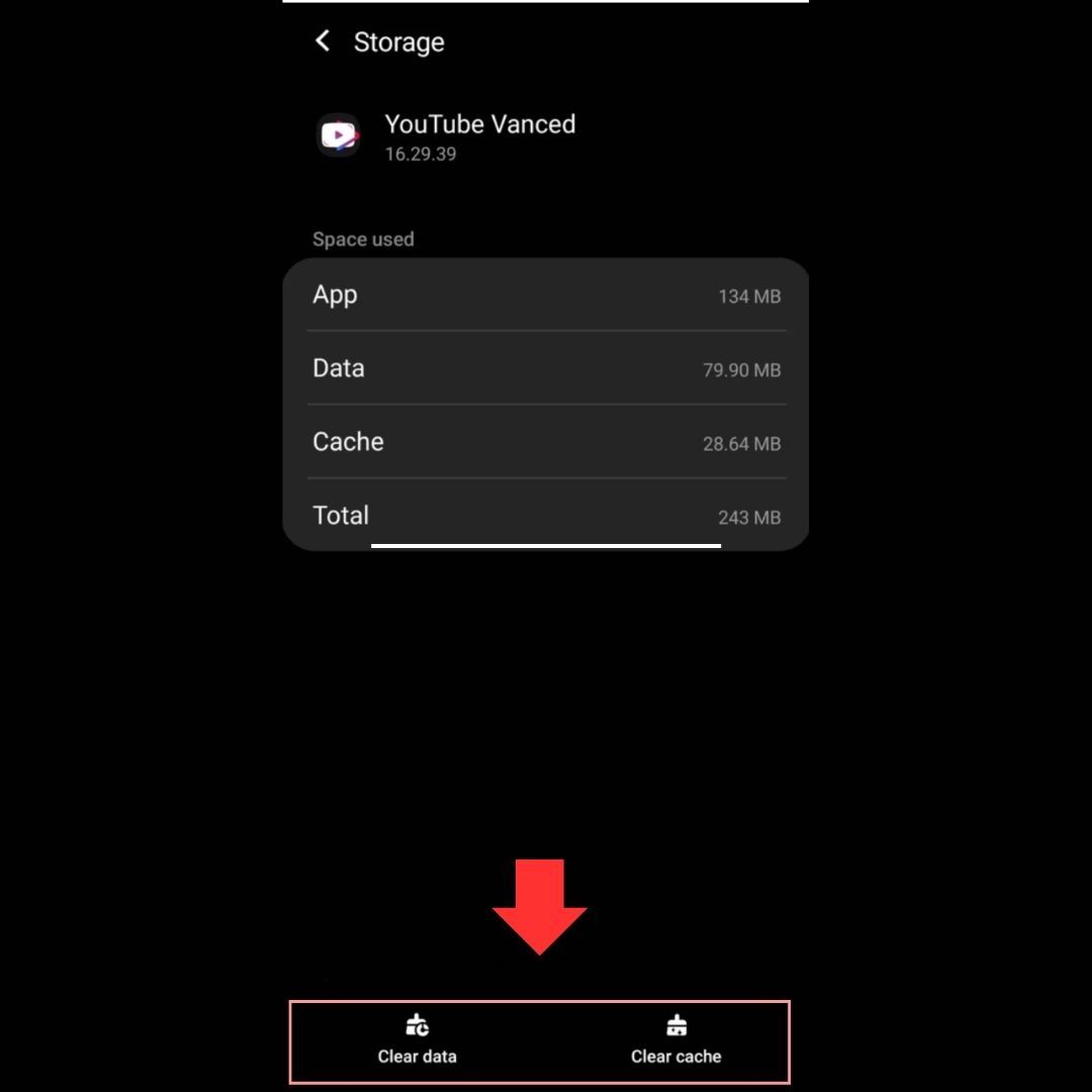 clear cache of Youtube vanced