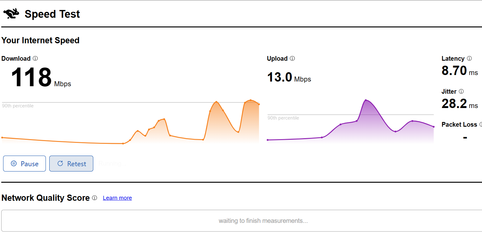 check internet connection stability with cloudfare
