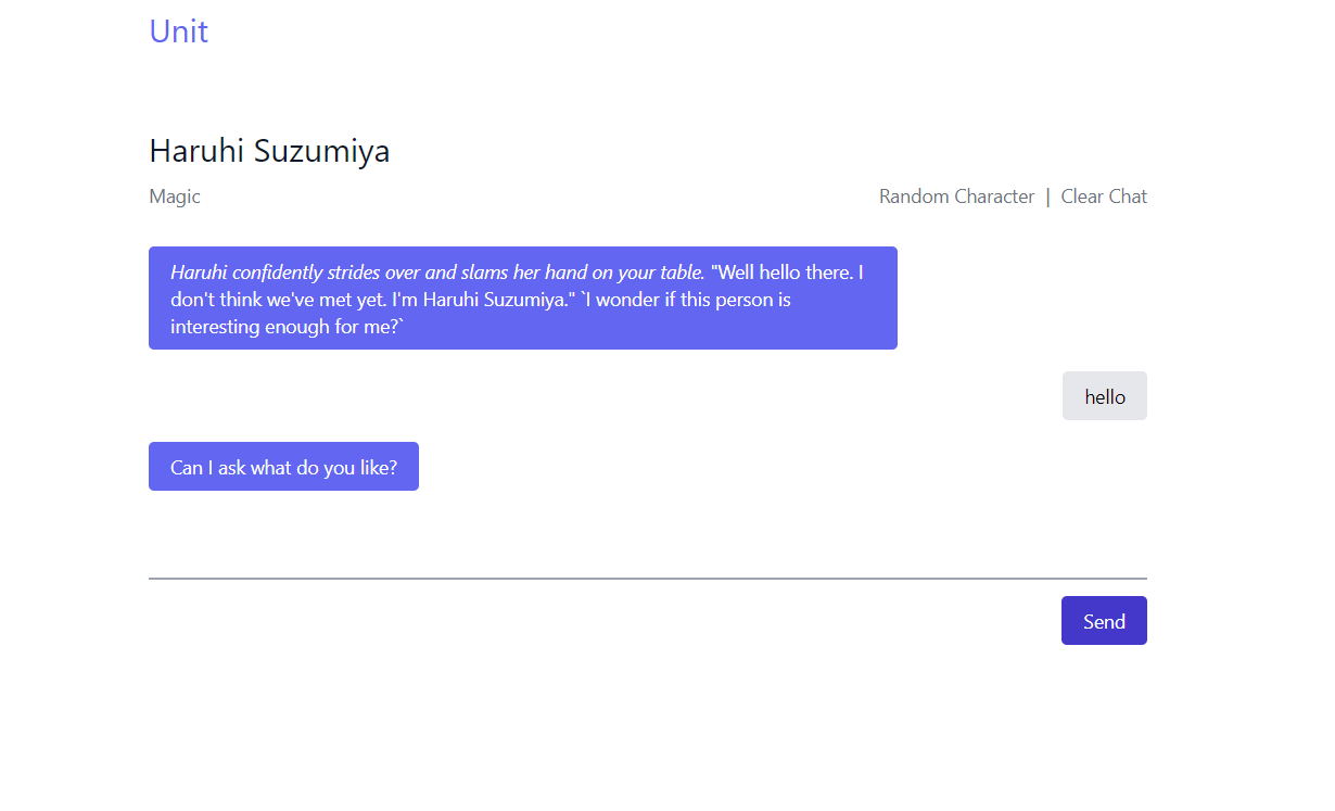 Chats with chatbot in Unit host AI