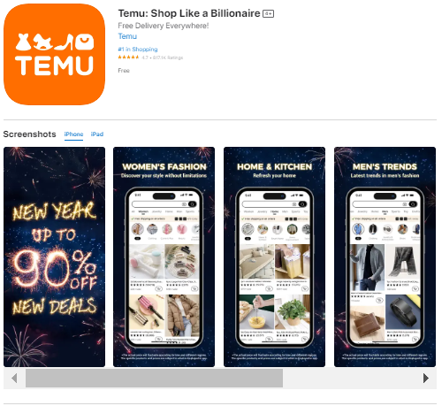 TEMU 13 TEMU Website iOS