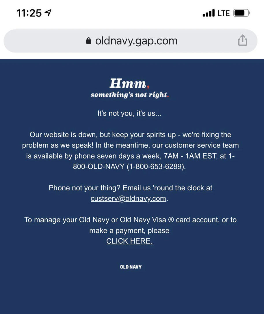 old navy website not working on iphone